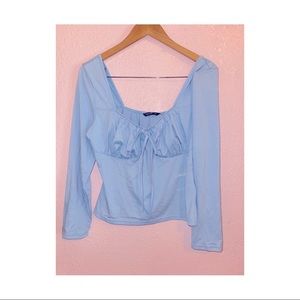 SHIEN Plus Square Neck Ruched Bust Knot Detail Tee